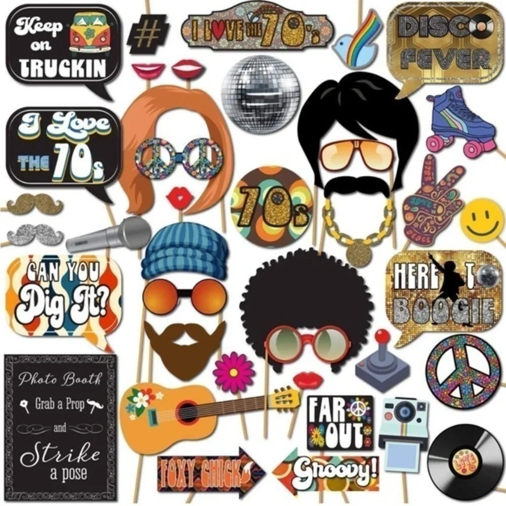 70s Groovy Decoration Banner Hippie Theme Party Photography Background